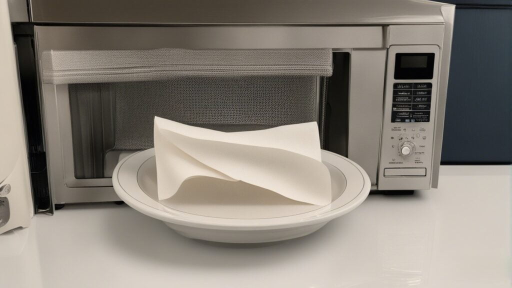 Paper Towel in front of a Microwave