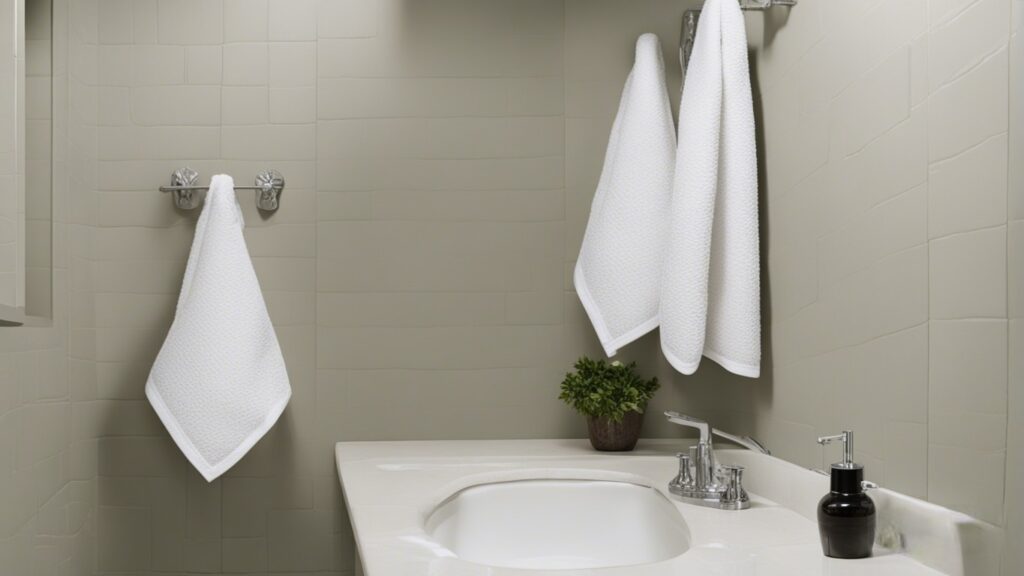 Hand Towels Hanging in Bathroom