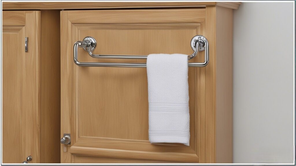 Cabinet Door Towel Rack in bathroom