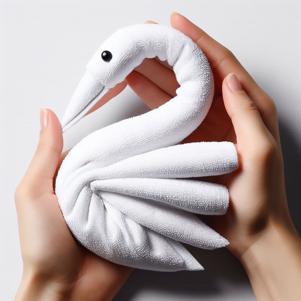 Swan made out of a towel