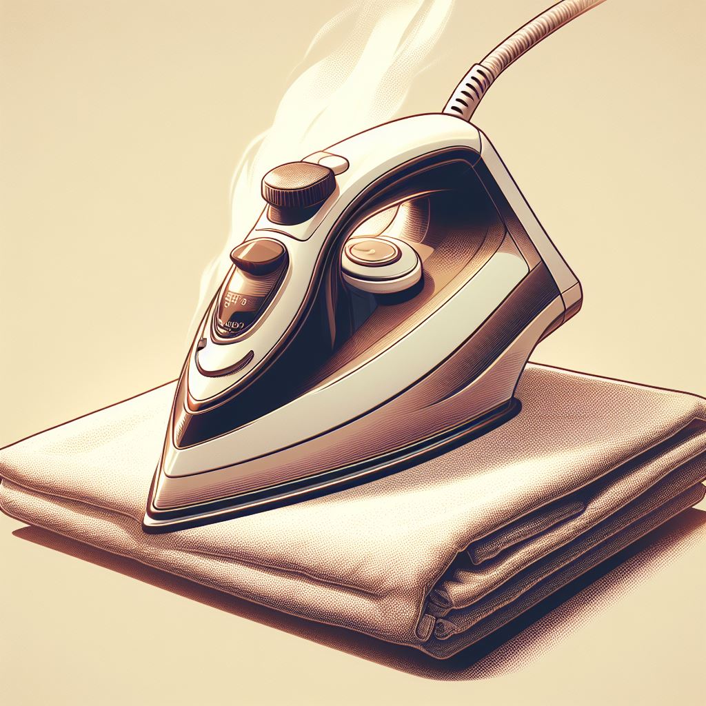 A steam iron hovering over a white towel, showing the ironing process.