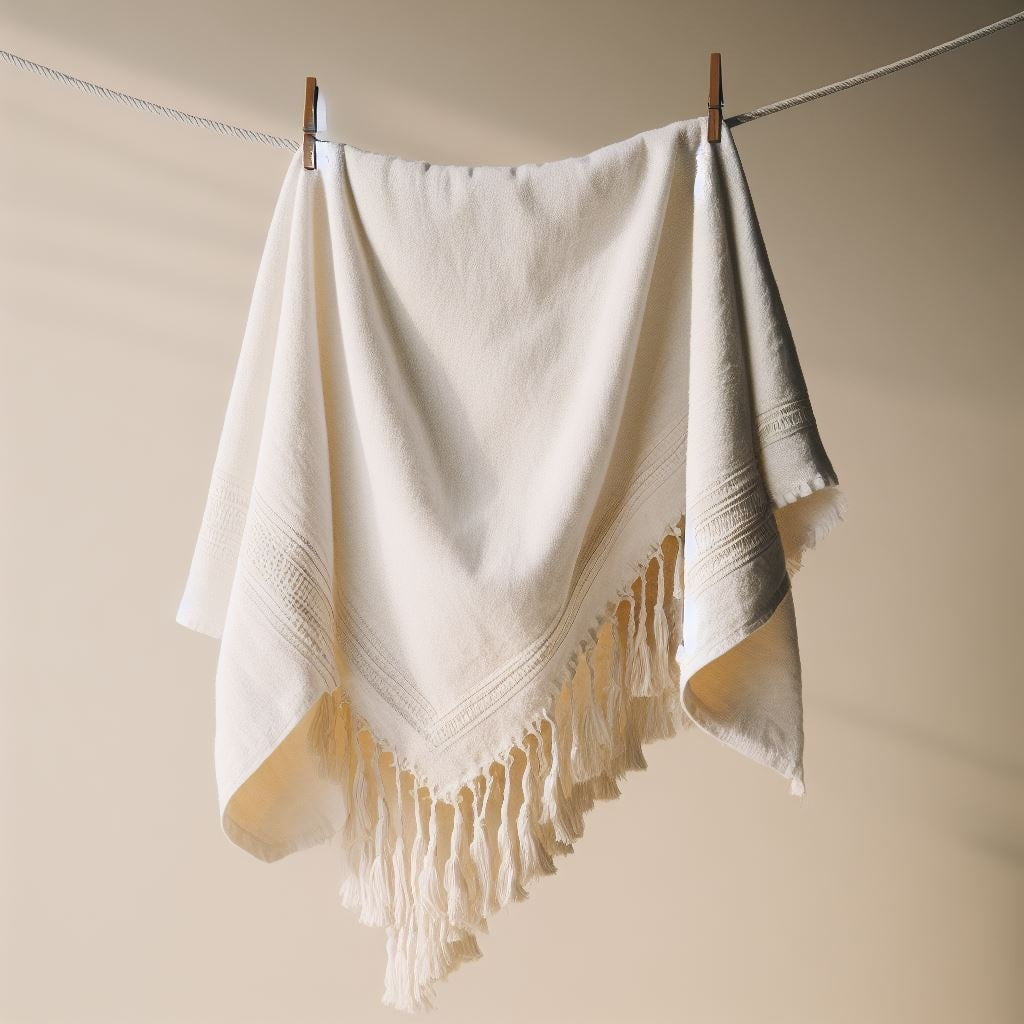 Turkish cotton towel hanging on wire